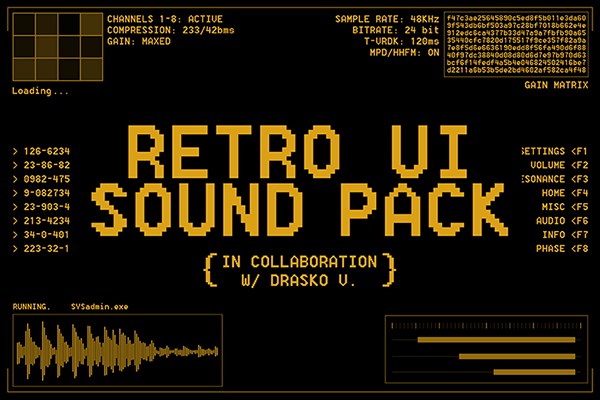 【配乐音效】300个循环复古电路故障数据处理电子设备UI点击噪音无损音效 Megakrunch – Retro UI Sound Pack