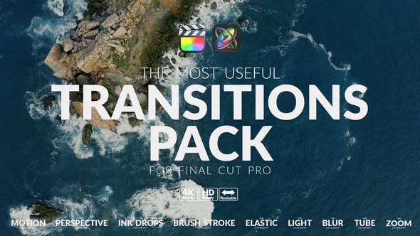 【FCPX插件】200种缩放故障光效移动旋转变形分割混合转场预设 The Most Useful Transitions Pack