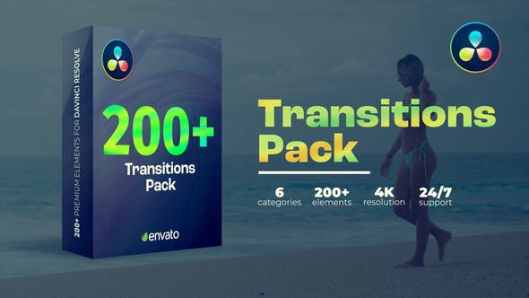 【达芬奇模板】200种缩放移动旋转拉伸转场过渡预设 Transitions | DaVinci Resolve