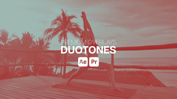 【AE/PR模板】复古双色调颜色叠加视觉特效 Premium Overlays Duotones