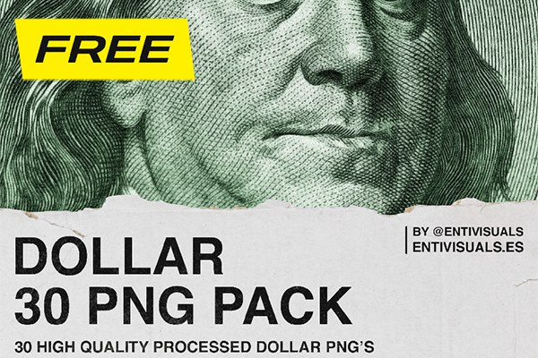 【PNG素材】30张美金美元钞票PNG图片素材 30 Dollar PNG Pack