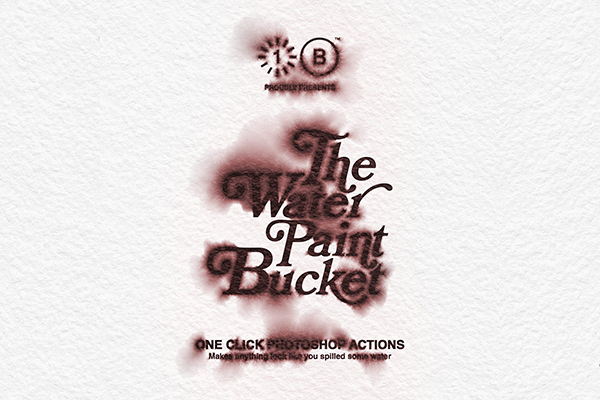 【PS动作】水渍水迹渗透污染动画LOGO文本图形处理特效PS动作 The Water Paint Bucket – One Click