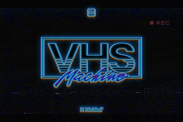 【PSD模板】复古怀旧VHS电视机显示器像素化模糊效果PSD模板 Divided – VHS Machine Retro Effect