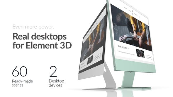 【AE模板】60种使用E3D插件制作桌面台式电脑设备APP应用界面介绍动画 Real Desktops for Element 3D