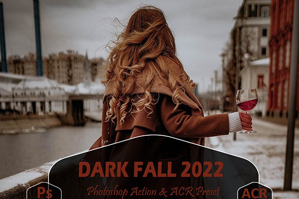 【PS动作】10款2022秋季暗黑色调情绪人像氛围渲染调色预设PS动作 10 Dark Fall 2022 Photoshop Actions