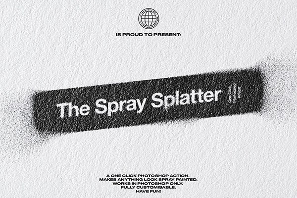 【PS动作】油墨喷涂飞溅雾化文字图形特效设计PS动作 The Spray Splatter – One Click