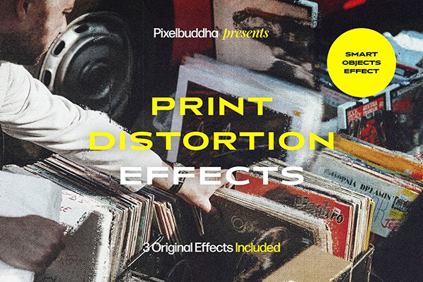 【PSD模板】复古潮流颗粒噪点纹理仿旧老照片影印失真特效PSD模板 Print Distortion Effects