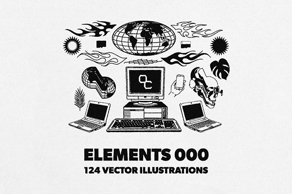 【矢量素材】124款潮流贴纸图标LOGO抽象艺术装饰元素插件设计矢量素材 Studio Innate – Elements 000
