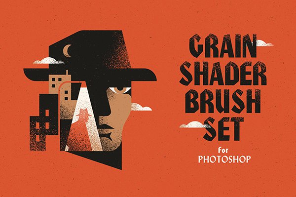 【PS笔刷】38支粗糙复古磨损颗粒噪点纹理点状着色PS笔刷 Grain Shader Brush Set for Photoshop