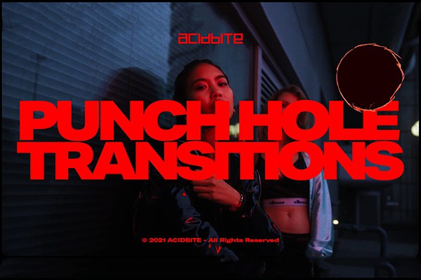 【4K视频素材】30种时尚复古打孔胶卷故障纹理特效叠加转场过渡MOV视频素材 Acidbite – Punch Hole Transitions
