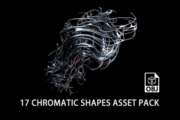 【3D模型】17款3D抽象艺术不规则液体金属镀铬质感OBJ三维模型 17 Chromatic Shapes Asset Pack
