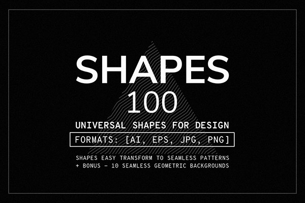 【矢量素材】100款时尚科技感几何抽象形状无缝拼接图案矢量素材 100 Geometric Shapes