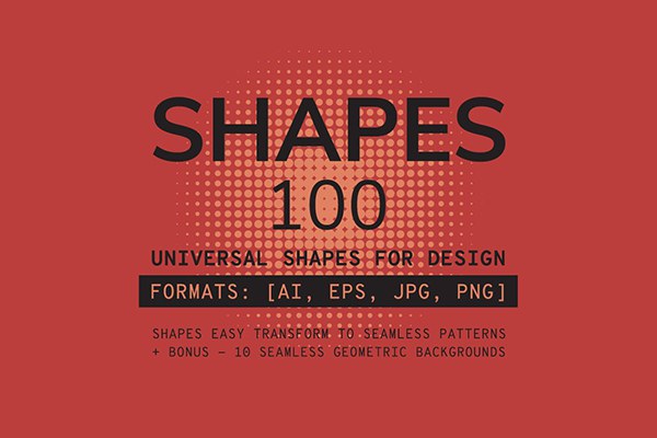 【矢量素材】100款时尚科技感几何抽象形状无缝拼接图案矢量素材 100 Geometric Shapes. Part 3
