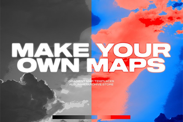 【PS渐变】10种复古艺术彩色粗糙平滑照片着色PS渐变设计素材 Album Art Archive – Make Your Own Maps