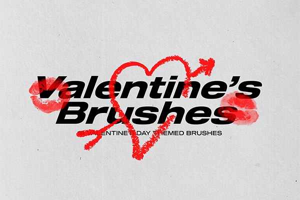 【PS笔刷】18款情人节主题涂鸦绘画PS笔刷 Album Art Archive – Valentine’s Day Brushes