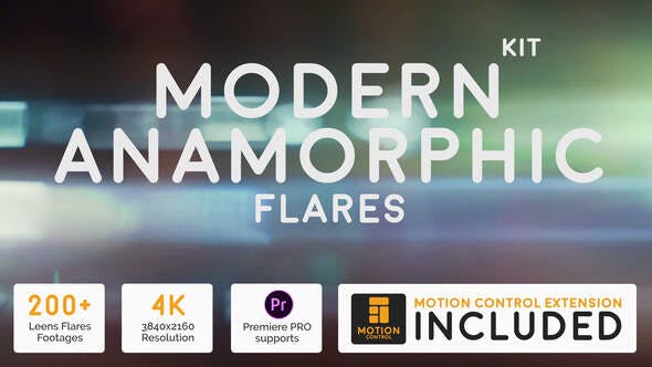 【4K视频素材】198个现代科幻变形光效动画4K视频素材 Modern Anamorphic Flares Kit