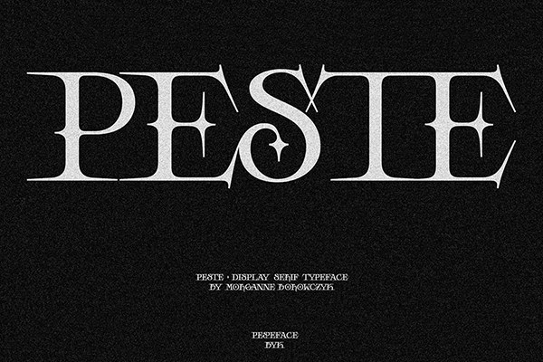 【字体】中世纪英雄主义锐利边缘优雅曲线英文衬线字体 Peste – Display Serif Font