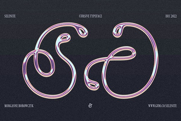 【字体】灵动线性扭曲抽象海报排版标题Logo手写装饰西文艺术字体 Selenite – Cursive Typeface