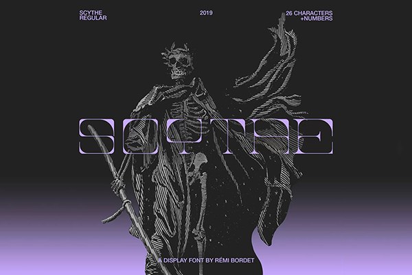 【字体】未来潮流酸性艺术赛博朋克电音风锐利抽象笔触英文字体 Studio Innate – Scythe