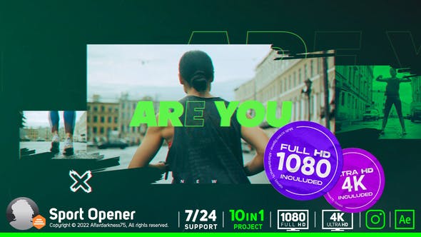 【AE模板】时尚流行动感体育游戏活动项目开场字幕图形包装动画 Sport Opener