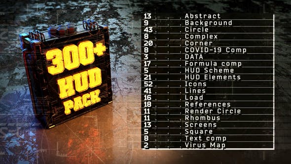 【AE模板】300个科技感HUD元素界面图形动画包 300 HUD Element Pack