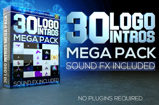 【AE模板】30个商务简洁迷你影视Logo标志扫光动画 30 in 1 Logo Reveal Mega pack