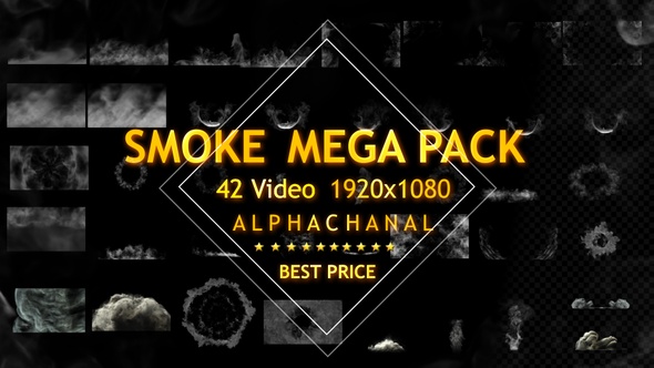 【视频素材】42个燃烧烟雾水雾蒸汽雾气视频动画含透明通道 Smoke
