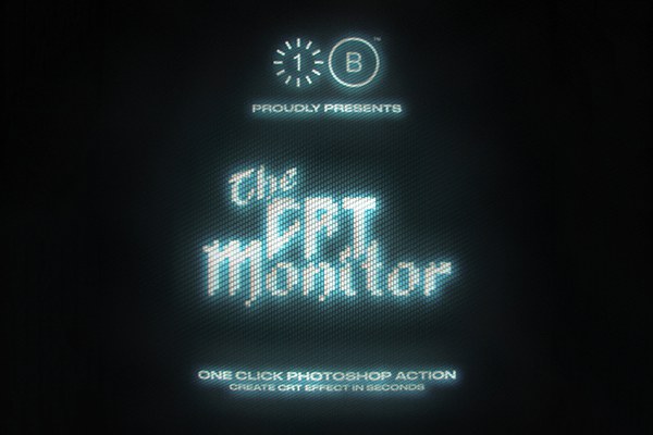 【PS动作】老式复古CRT显示器花屏闪烁模糊霓虹辉光效果PS动作 The CRT Monitor
