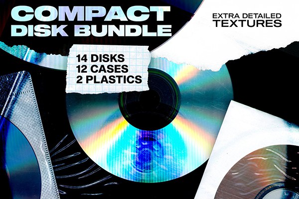 【PNG素材】复古怀旧磨损光盘CD光碟塑料包装纹理创意设计PNG素材 Extra-detailed CD textures, CD cases