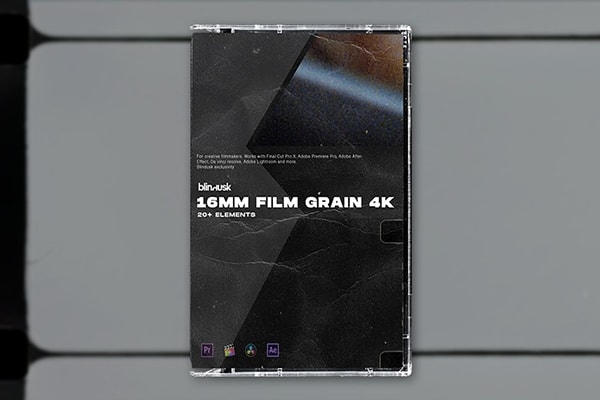 【4K视频素材】22个16毫米电影胶片边框噪点颗粒划痕叠加4K视频素材 Blindusk – 16mm Film Grain