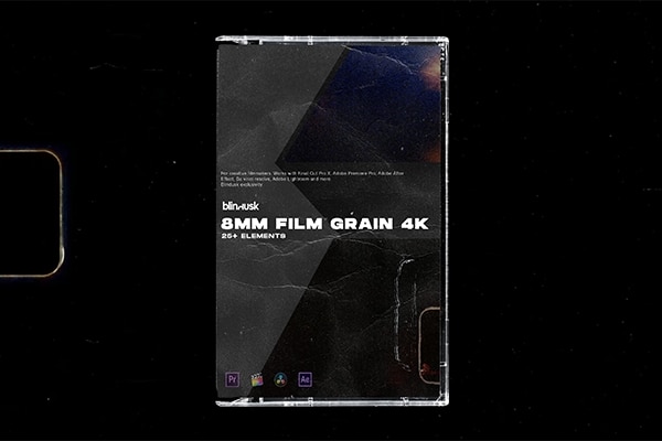 【4K视频素材】20个8毫米电影胶片边框噪点颗粒划痕叠加4K视频素材 Blindusk – 8mm Film Grain