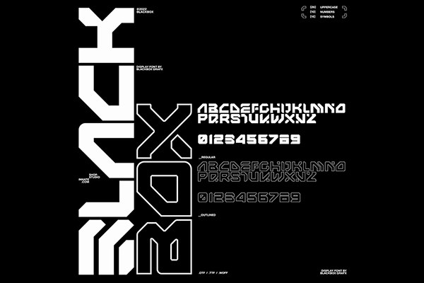 【字体】未来科技感赛博朋克工业风科幻海报专辑封面HUD无衬线英文字体 Studio Innate – Blackbox