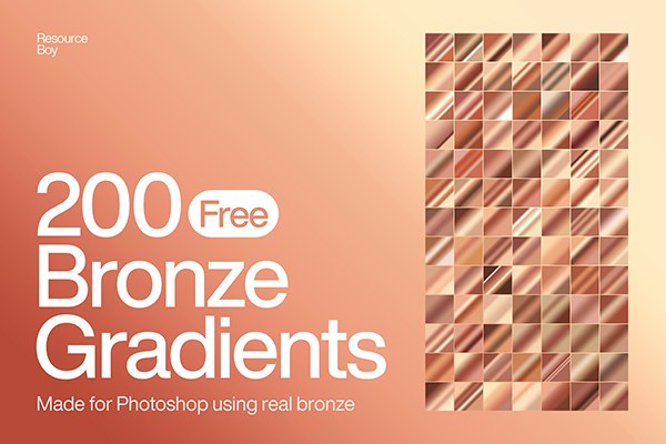【PS渐变】200种粉色玫瑰金照片叠加PS渐变素材 200 Bronze Photoshop Gradients