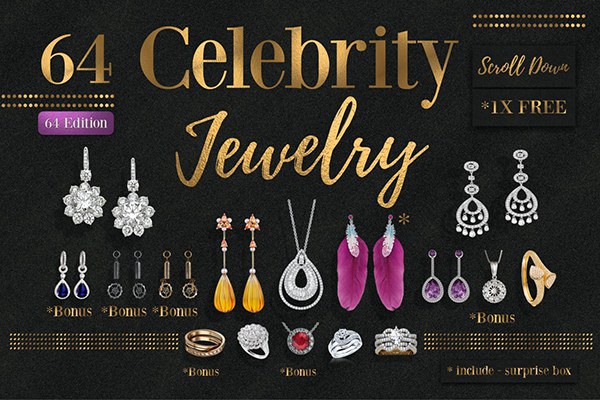 【PNG素材】64款名贵华丽名人珠宝首饰项链吊坠PNG图片素材 Celebrity Jewelery 64 Edition