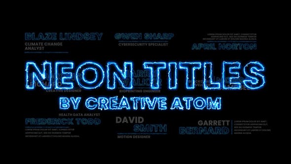 【PR模板】9组霓虹发光电流描边文字标题动画 Neon Titles MOGRT