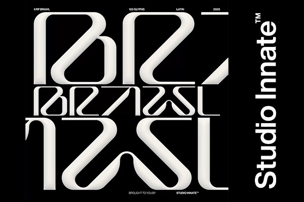 【字体】未来科幻赛博机能小众先锋电音专辑标题Logo设计英文字体 Studio Innate – Brawl