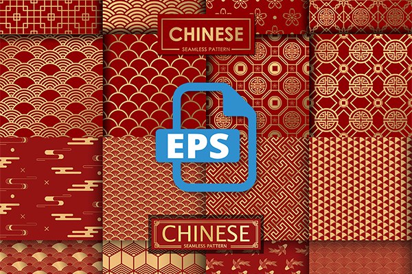 【矢量素材】16款金色传统佳节中国风喜庆背景装饰无缝纹理EPS矢量素材 Golden Chinese Seamless Pattern Collection