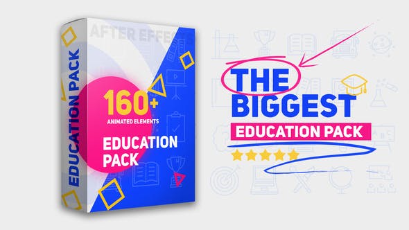 【AE模板】160个教育学习社交媒体介绍展示动画 Education Pack