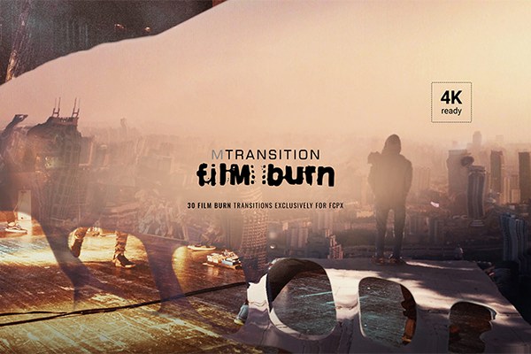 【FCPX插件】30种电影胶片灼烧溶解失真遮罩转场预设 motionVFX – mTransitions Film Burn
