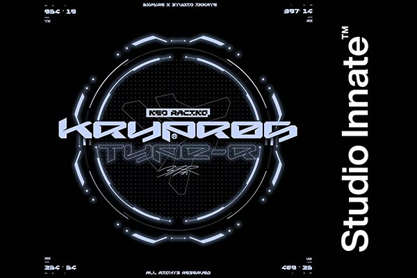 【字体】未来科幻机械新工业几何风艺术设计英文装饰字体 Studio Innate – Krypros Type R