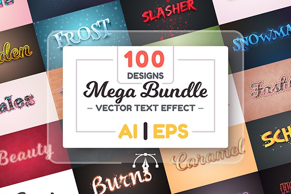 【文本样式】100种创意时尚新颖独特可编辑矢量设计文本样式Ai素材 Set 100 Editable Text Effects(101-200)