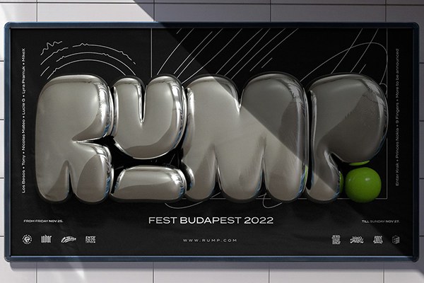 【图片素材】26款3D渲染立体金属镀铬Y2K圆润英文大写字母创意设计合成素材 Rump – Free 3D Font