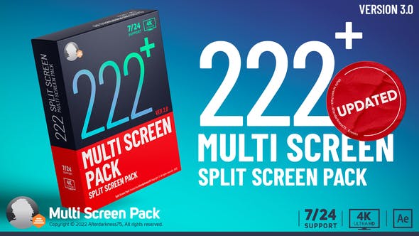 【AE模板】222个多画面视频分屏网格组合动画预设 Multi Screen Pack v3
