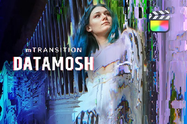 【FCPX插件】52种数字故障扭曲失真毛刺干扰视觉转场动画预设 motionVFX – mTransition Datamosh