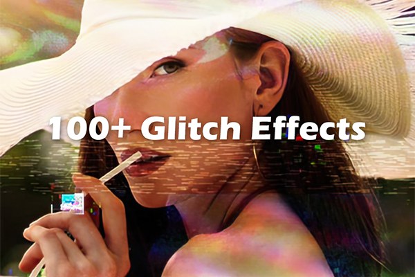 【图片素材】100+故障损坏毛刺色彩分离扭曲抖动照片特效叠加素材+PS动作 100+ Glitch Effects