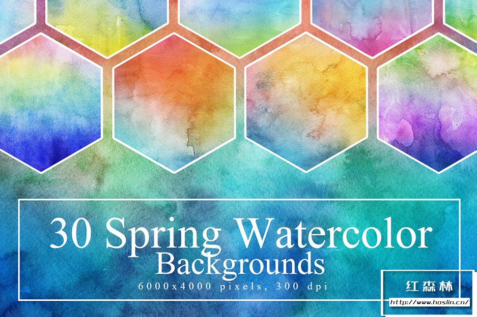 【图片素材】30张春季水彩画涂鸦手绘插画创作背景纹理素材 30 Spring Watercolor Backgrounds插图