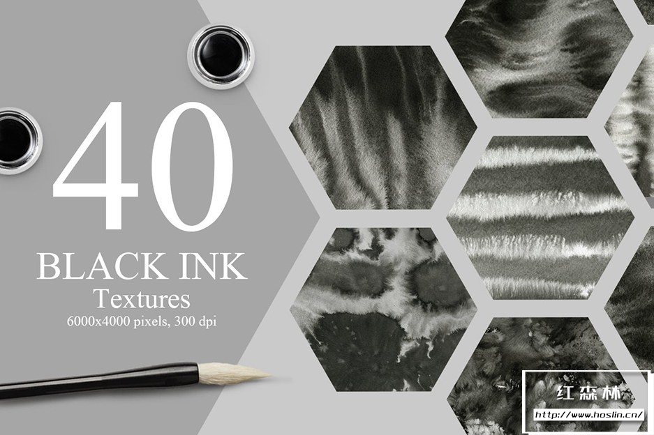 【图片素材】40张黑色水墨画液体颜料晕染背景纹理图片素材 40 Black Ink Textures插图