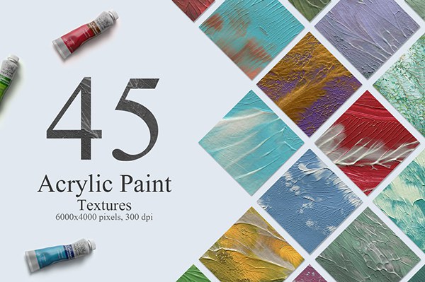 【图片素材】45张丙烯颜料水彩油画绘画纹理背景图片素材 45 Acrylic Paint Textures