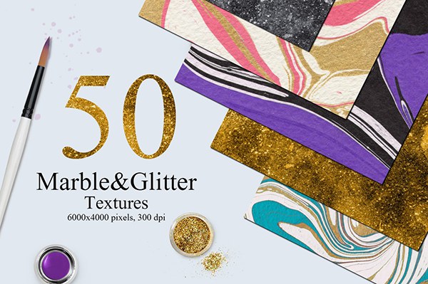 【图片素材】50张大理石抽象扭曲闪光背景纹理图片素材 50 Marble and Glitter Textures