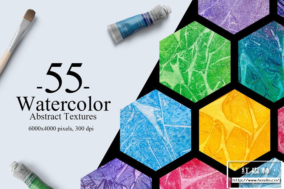 【图片素材】55张抽象裂纹水彩画背景纹理图片素材 55 Watercolor Abstract Textures插图